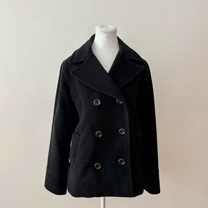 Classic Black Double-Breasted Women's Coat